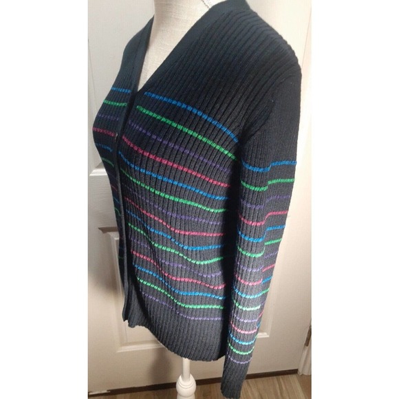 Pendleton Cardigan dark blue with colorful stripes women's sweater med academia - Picture 5 of 9